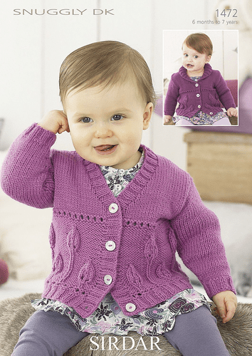 1472 PDF SIRDAR SNUGGLY DK CARDIGAN KNITTING PATTERN 0 TO 7 YEARS
