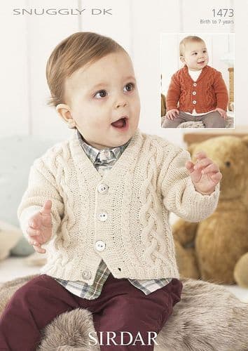 1473 - SIRDAR SNUGGLY DK CARDIGAN KNITTING PATTERN - TO FIT 0 TO 7 YEARS