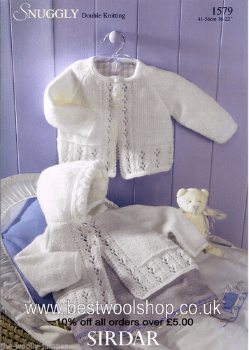 1579 PDF SIRDAR SNUGGLY DK MATINEE COAT KNITTING PATTERN TO FIT 0 - 2 YEARS