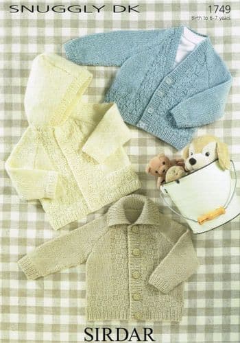 1749 PDF SIRDAR SNUGGLY DK JACKET KNITTING PATTERN 0 TO 7 YEARS