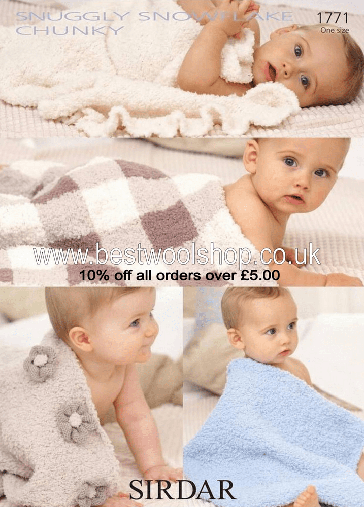 1771 PDF SIRDAR SNUGGLY SNOWFLAKE CHUNKY BLANKET KNITTING PATTERN 3 OPTIONS