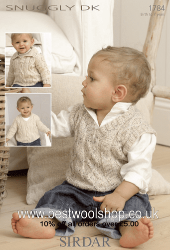 1784 PDF SIRDAR SNUGGLY DK SWEATER & TANK TOP KNITTING PATTERN 0 TO 7 YEARS