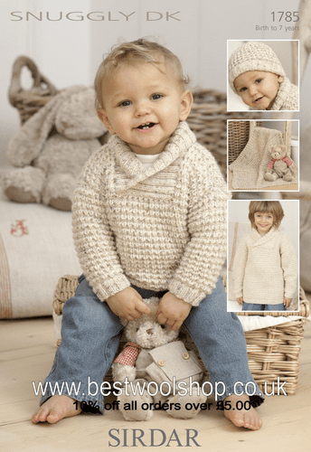 1785 PDF SIRDAR SNUGGLY DK SWEATER HAT BLANKET KNITTING PATTERN 0 TO 7 YEARS