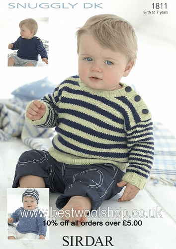 1811 SIRDAR SNUGGLY DK SWEATER KNITTING PATTERN 0 TO 7 YEARS