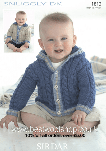 1813 PDF SIRDAR SNUGGLY DK JACKET KNITTING PATTERN 0 TO 7 YEARS