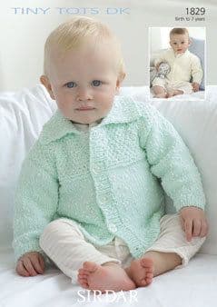 1829 SIRDAR SNUGGLY TINY TOTS DK CARDIGAN KNITTING PATTERN  0 - 7 YEARS