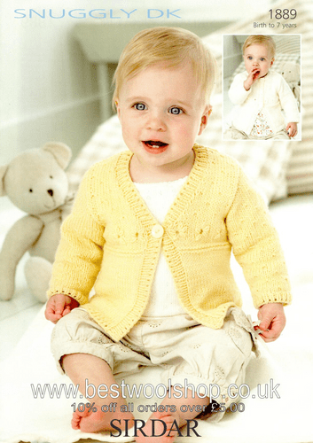 1889 SIRDAR SNUGGLY DK CARDIGAN KNITTING PATTERN 0-7 YEARS
