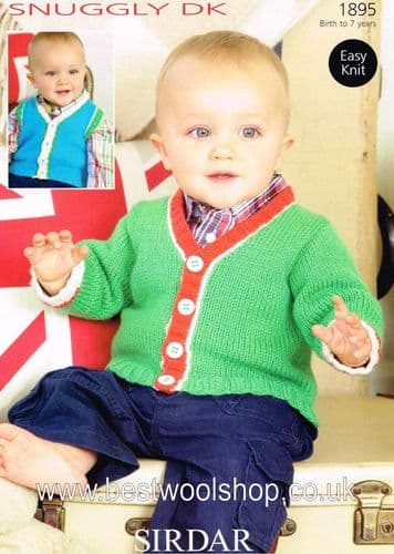 1895 - SIRDAR SNUGGLY DK CARDIGAN & WAISTCOAT KNITTING PATTERN - TO FIT 0 TO 7 YEARS