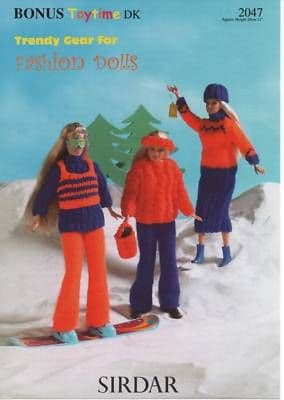 2047 - SIRDAR BONUS TOYTIME DK FASHION DOLLS OUTFITS KNITTING PATTERN