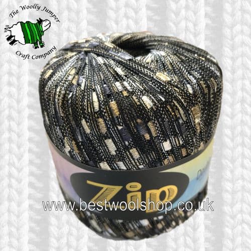 22 ZIP STANDARD LADDER TRELLIS SCARF & NECKLACE YARN - BROWN GOLD SILVER WHITE MIX