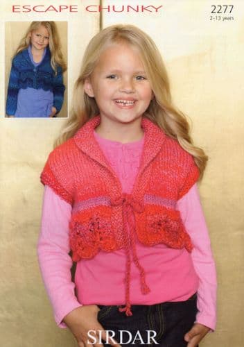 2277 SIRDAR ESCAPE CHUNKY CARDIGAN KNITTING PATTERN 2 TO 13 YEARS