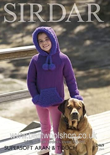 2469 PDF SIRDAR SUPERSOFT ARAN & TOUCH HOODED SWEATER KNITTING PATTERN 2 TO 13 YEARS