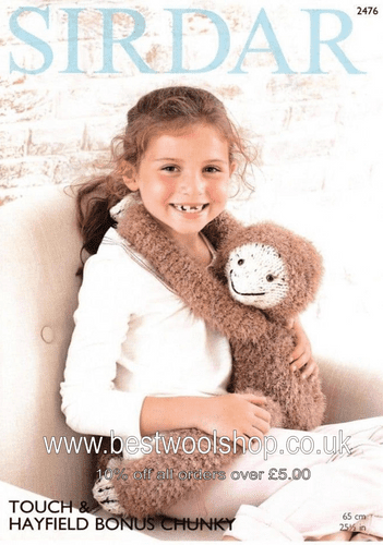 2476 PDF SIRDAR TOUCH & HAYFIELD BONUS CHUNKY GORDON THE SLOTH TOY KNITTING PATTERN - 65CM