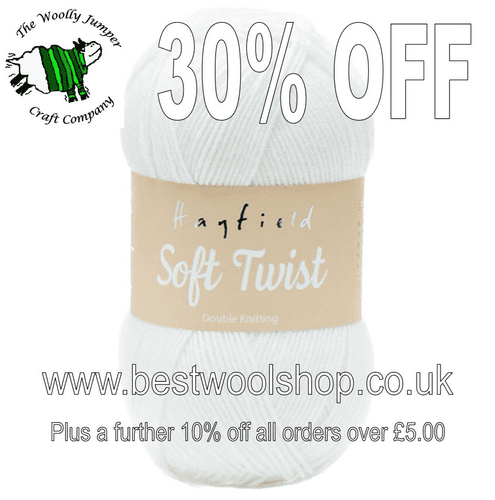 250 WINTER WHITE - HAYFIELD SOFT TWIST DK KNITTING & CROCHET YARN 100G - 30% OFF