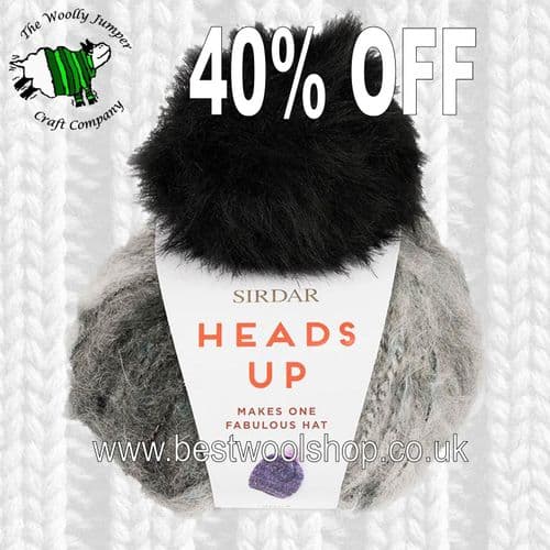 3 SMOKEY GREY - SIRDAR HEADS UP CHUNKY HAT KNITTING YARN & PATTERN WITH FUR POM POM 40% OFF