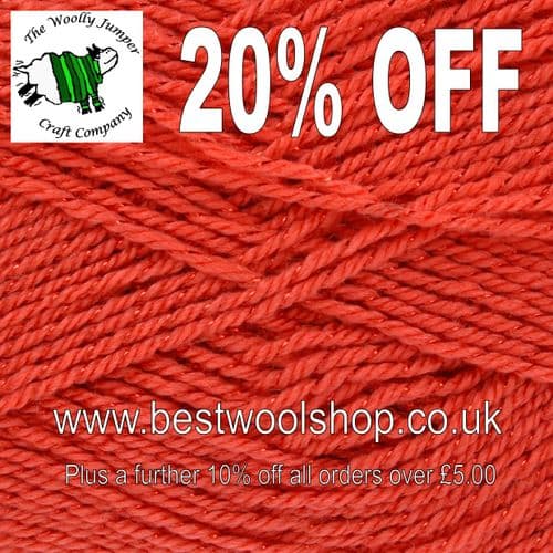 3094 CORAL KING COLE GLITZ DK KNITTING YARN100G 20% OFF