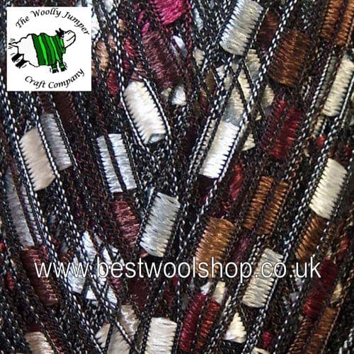 34028 ICE YARNS 'LADDER' TRELLIS SCARF & NECKLACE KNITTING YARN 50G - BURGUNDY BROWN SILVER WHITE