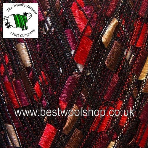 34130 ICE YARNS 'LADDER' TRELLIS SCARF & NECKLACE KNITTING YARN 50G - RED BROWN SILVER WHITE MIX