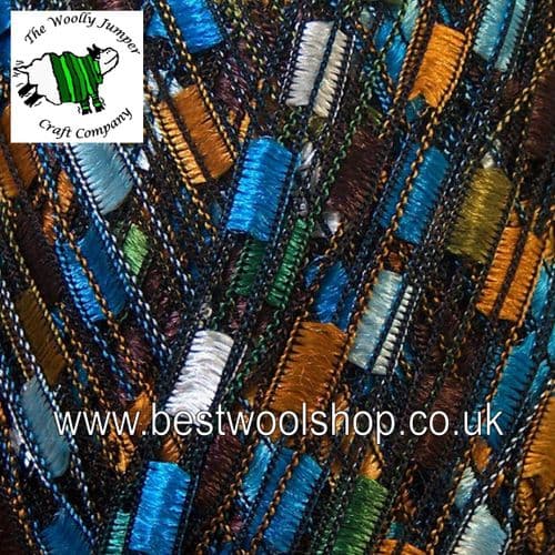 34131 ICE YARNS 'LADDER' TRELLIS SCARF & NECKLACE KNITTING YARN 50G - BLUE BROWN WHITE MIX