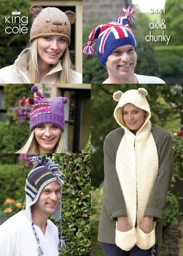 Cottontail Crafts - Knitting Pattern 3699 - Children's Hats in King Cole Splash DK Cottontail Crafts - Knitting Pattern 3699 - Children's Hats in King Cole Splash DK