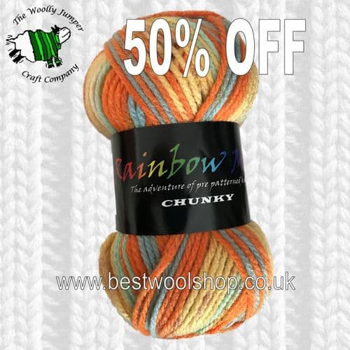 346 BRIGHT MIX - CREATIVE YARNS RAINBOW MULTI CHUNKY KNITTING YARN 100G - 1/2 PRICE
