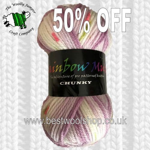 352 LILAC MOOSE - CREATIVE YARNS RAINBOW MULTI CHUNKY KNITTING YARN 100G - 1/2 PRICE