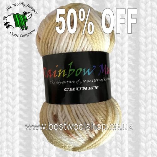 355 CARAMEL DELIGHT MIX - CREATIVE YARNS RAINBOW MULTI CHUNKY KNITTING YARN 100G - 1/2 PRICE