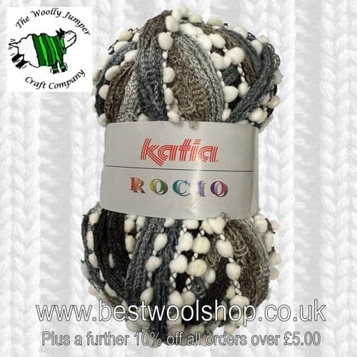 402 GREY MINK BROWN MIX - KATIA ROCIO SCARF RUFFLE YARN WITH PATTERN 50% OFF