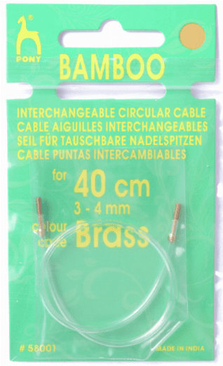 40cm PONY SMALL CABLE WITH BRASS ENDS to fit 3mm to 4mm PONY NEEDLE ...