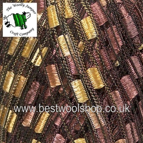 42715 ICE YARNS 'LADDER' TRELLIS SCARF & NECKLACE KNITTING YARN 50G - BROWN GOLD MAHOGANY