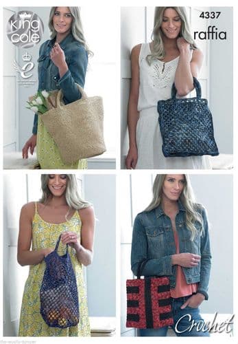 4337 - KING COLE RAFFIA CHUNKY BAG CROCHET PATTERN