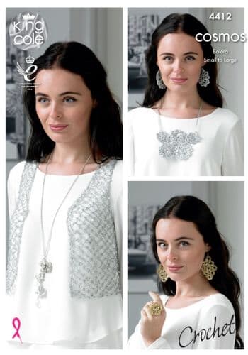 4412 KING COLE COSMOS BOLERO & JEWELLERY CROCHET PATTERN