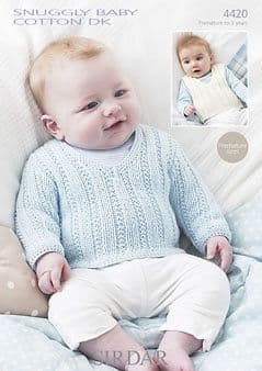 4420 SIRDAR BABY COTTON DK SWEATER TANK TOP KNITTING PATTERN PREM TO  YEARS