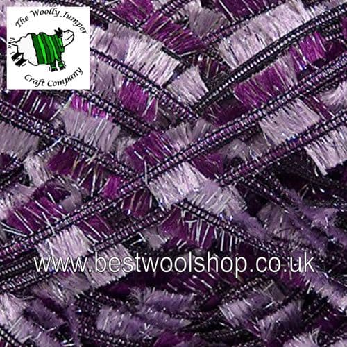 45272 ICE YARNS 'QUINTE' DOUBLE-SIDED GLITTER LADDER TRELLIS KNITTING YARN - PURPLE LILAC SILVER