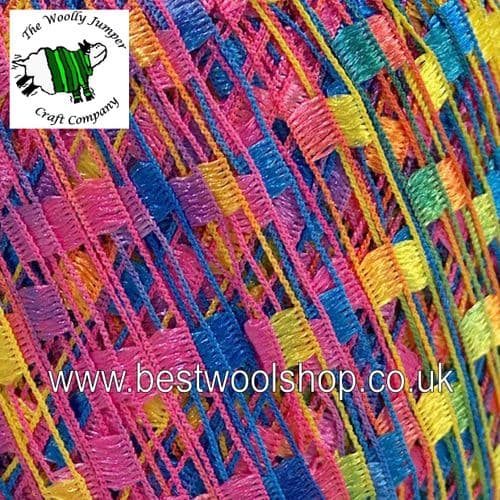 46584 ICE YARNS 'MINI LADDER' TRELLIS SCARF & NECKLACE KNITTING YARN - PINK BLUE YELLOW