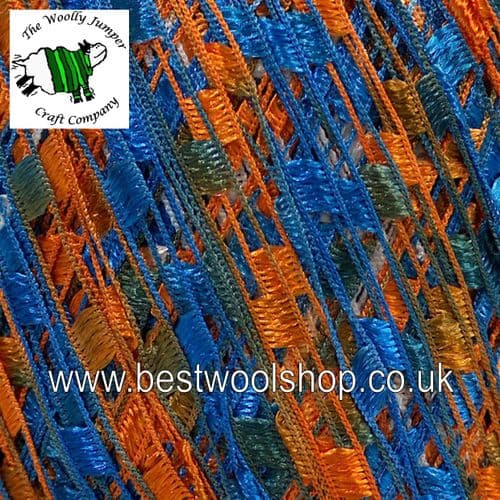 46668 ICE YARNS 'MINI LADDER' TRELLIS SCARF & NECKLACE KNITTING YARN - BLUE ORANGE WHITE