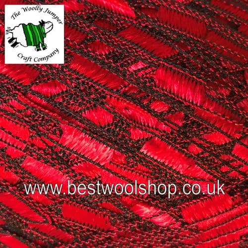 46671 ICE YARNS 'LADDER' TRELLIS SCARF & NECKLACE KNITTING YARN 50G - RED BLACK