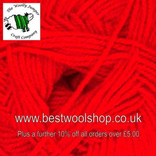 4AR05 JAMES C BRETT WITH WOOL ARAN KNITTING YARN 400G - RED
