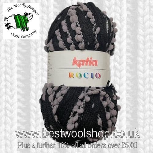 501 BLACK GREY - KATIA ROCIO SCARF RUFFLE YARN WITH PATTERN 50% OFF