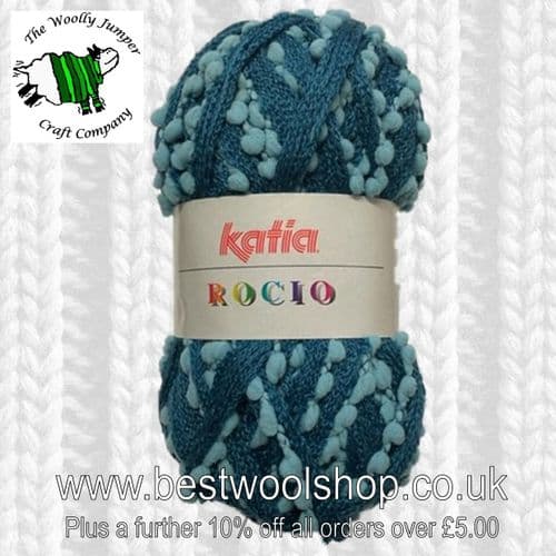 506 TEAL TURQUOISE - KATIA ROCIO SCARF RUFFLE YARN WITH PATTERN 50% OFF