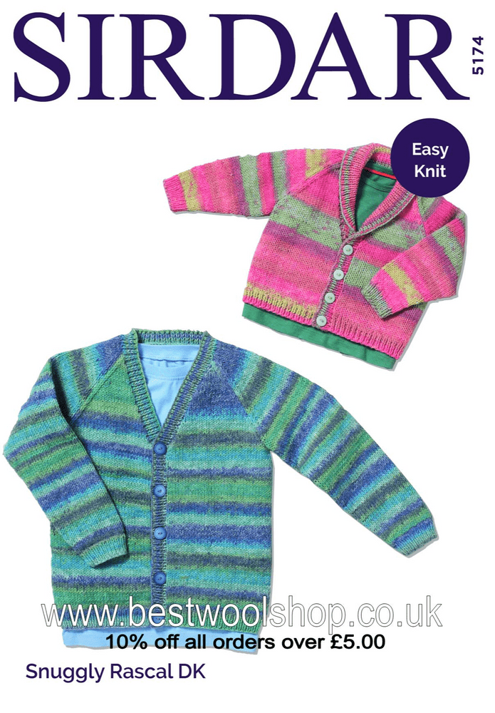 5174 PDF SIRDAR SNUGGLY RASCAL DK EASY KNIT CARDIGAN KNITTING PATTERN 0 ...