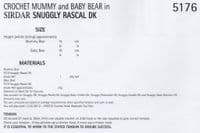 5176 SIRDAR SNUGGLY RASCAL DK MUMMY AND BABY BEAR CROCHET PATTERN