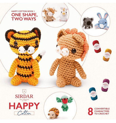 530 SIRDAR HAPPY COTTON DK BOOK 1 - ONE SHAPE TWO WAYS - 8 CHARACTERS TO CROCHET