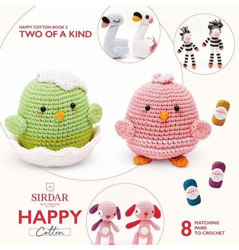 532 SIRDAR HAPPY COTTON DK BOOK 3 - TWO OF A KIND - 8 MATCHING PAIRS TO CROCHET