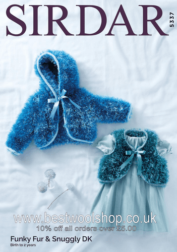 5337 SIRDAR FUNKY FUR BOLERO KNITTING PATTERN SIZE BIRTH TO 2 YEARS