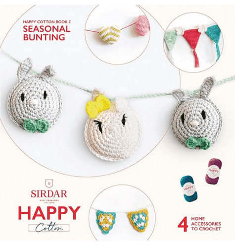 536 SIRDAR HAPPY COTTON DK BOOK 7 - SEASONAL BUNTING - 4 HOME ACCESSORIES TO CROCHET
