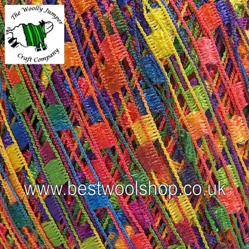58065 ICE YARNS 'MINI LADDER' TRELLIS SCARF & NECKLACE' KNITTING YARN - RAINBOW MIX