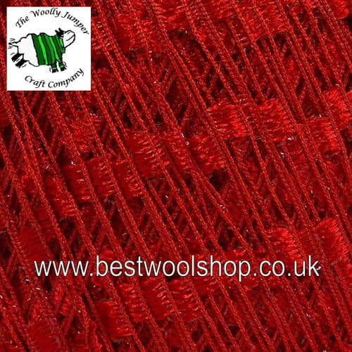 58131 ICE YARNS 'MINI LADDER GLITZ' TRELLIS SCARF & NECKLACE KNITTING YARN - RUBY RED