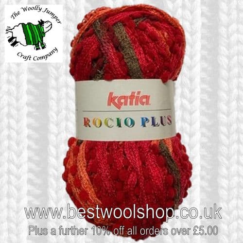 603 RED TERRACOTTA BROWN MIX - KATIA ROCIO PLUS SCARF RUFFLE YARN WITH PATTERN