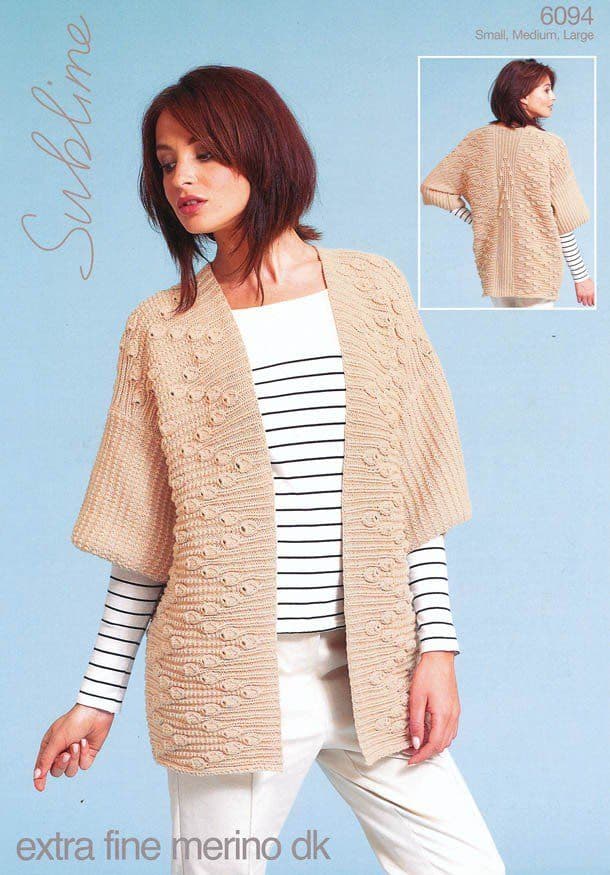 Jumbo Yarn Jacket Knitting Pattern 6094 SUBLIME EXTRA FINE MERINO
